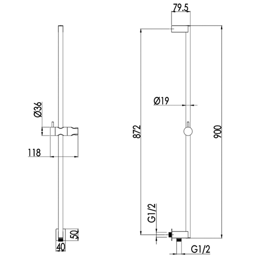 JTP Curve Slide Rail with Wall Outlet and Multi Function Handset - Chrome - Envy Bathrooms Ltd