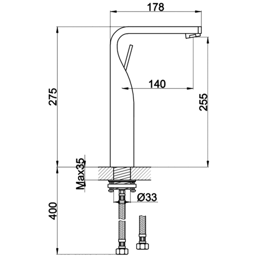 JTP Curve Tall Basin Mixer Tap - Chrome - Envy Bathrooms Ltd