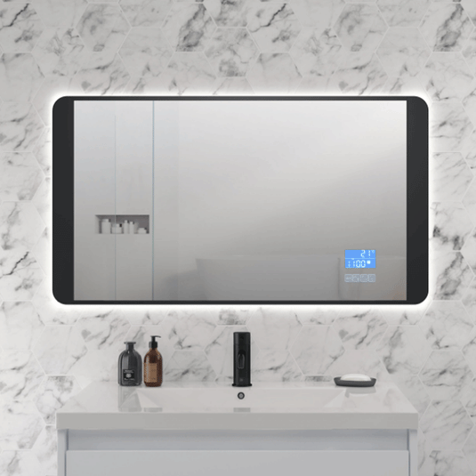 JTP DBI Rectangular Digital LED Illuminated Bathroom Mirror 500mm H x 900mm W - Matt Black - Envy Bathrooms Ltd