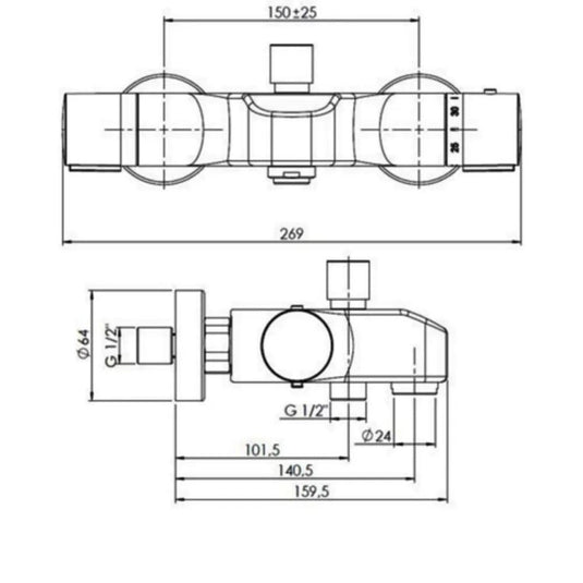 JTP Deck Mounted Thermostatic Bath Shower Mixer Tap - Chrome - Envy Bathrooms Ltd