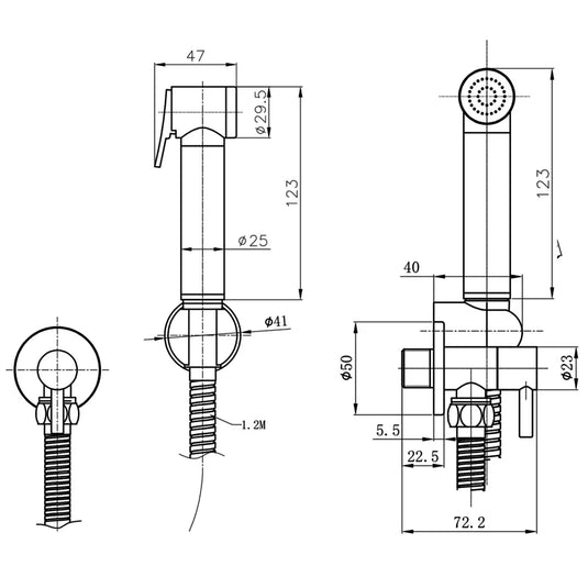 JTP Douche Set with Lever Angled Valve - Chrome - Envy Bathrooms Ltd