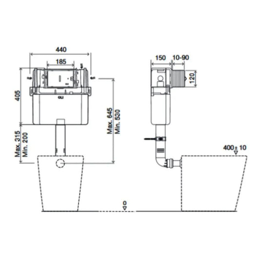 JTP Dual Flush Concealed In-Wall Cistern - Envy Bathrooms Ltd