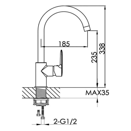 JTP Essence Kitchen Sink Mixer Tap - Chrome - Envy Bathrooms Ltd