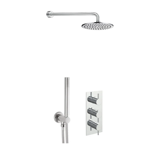 JTP Florence Round Thermostat With Overhead Shower & Fixed Shower Handle - Chrome - COM040 - Envy Bathrooms Ltd