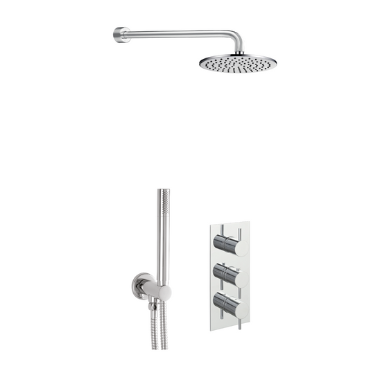 JTP Florence Round Thermostat With Overhead Shower & Fixed Shower Handle - Chrome - COM040 - Envy Bathrooms Ltd