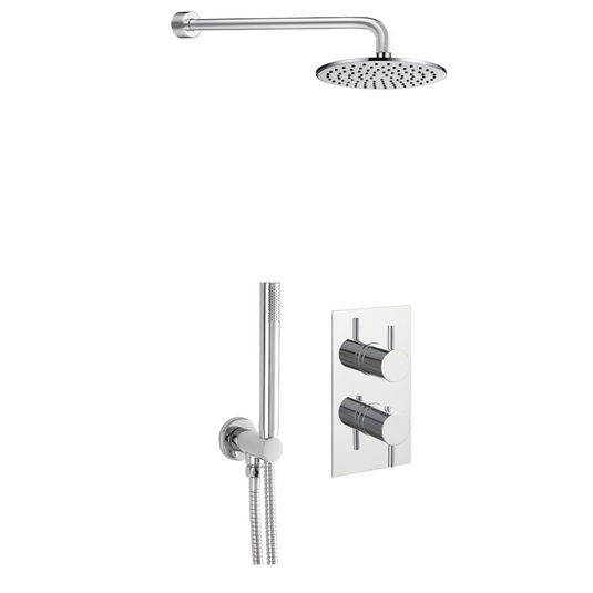 JTP Florence Round Thermostat With Overhead Shower& Fixed Shower Handle - Chrome - COM038 - Envy Bathrooms Ltd