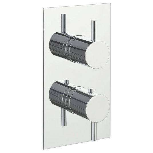 JTP Florence Thermostatic Concealed 2 Outlet Shower Valve With Designer Handle | Chrome | DH15671A - Envy Bathrooms Ltd