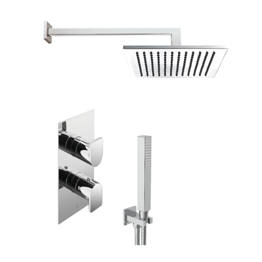 JTP Forum 2 Outlet Concealed Valve With Arm, Showerhead, Water Outlet & Holder - Chrome - COMSTPK3 - Envy Bathrooms Ltd