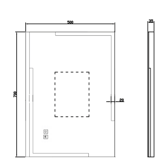 JTP Glance Rectangular LED Illuminated Bathroom Mirror 700mm H x 500mm W - Chrome - Envy Bathrooms Ltd