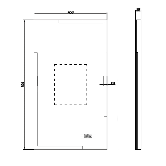 JTP Glance Rectangular LED Illuminated Bathroom Mirror 800mm H x 450mm W - Chrome - Envy Bathrooms Ltd