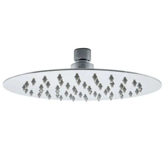 JTP Glide Ultra-Thin Round Fixed Shower Head 200mm Diameter - Chrome - Envy Bathrooms Ltd