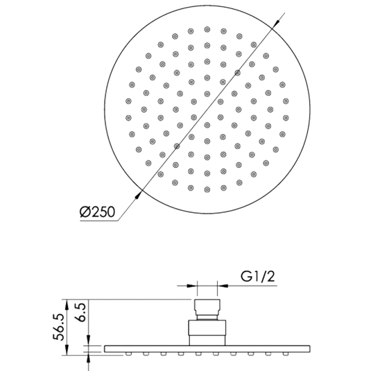 JTP Glide Ultra-Thin Round Fixed Shower Head 250mm Diameter - Chrome - Envy Bathrooms Ltd