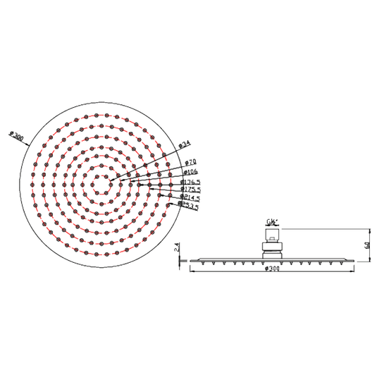 JTP Glide Ultra-Thin Round Fixed Shower Head 300mm Diameter - Chrome - Envy Bathrooms Ltd