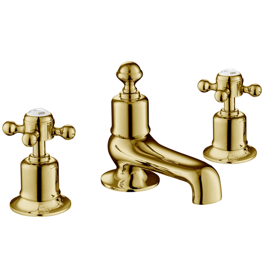 JTP Grosvenor 3-Hole Deck Mounted Bath Filler Tap Cross Handle - Antique Brass - Envy Bathrooms Ltd