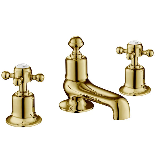 JTP Grosvenor 3-Hole Deck Mounted Bath Filler Tap Cross Handle - Antique Brass - Envy Bathrooms Ltd