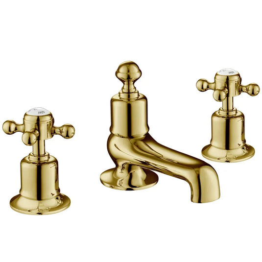 JTP Grosvenor 3-Hole Deck Mounted Bath Filler Tap Cross Handle - Antique Brass - Envy Bathrooms Ltd