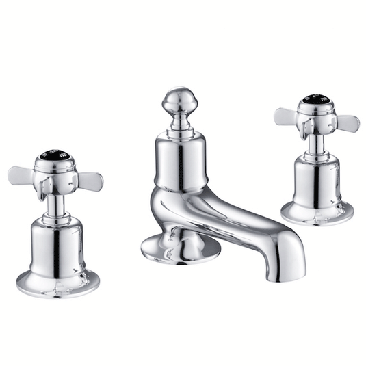 JTP Grosvenor 3-Hole Deck Mounted Bath Filler Tap Pinch Handle - Chrome/Black - Envy Bathrooms Ltd