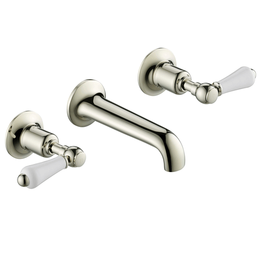 JTP Grosvenor 3-Hole Wall Mounted Basin Mixer Tap - Lever Handle - Nickel - Envy Bathrooms Ltd