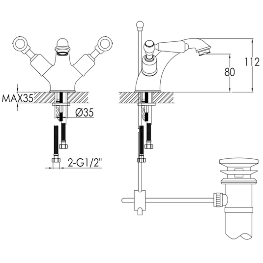 JTP Grosvenor Basin Mixer Tap with Pop-Up Waste - Lever Handle - Nickel - Envy Bathrooms Ltd