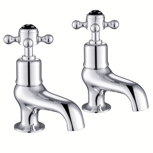 JTP Grosvenor Bath Taps Pair Cross Handle - Chrome/Black - Envy Bathrooms Ltd