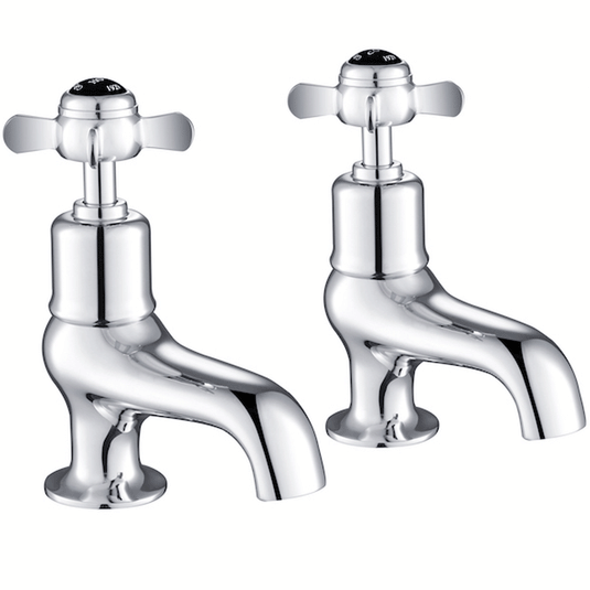 JTP Grosvenor Bath Taps Pair Pinch Handle - Chrome/Black - Envy Bathrooms Ltd