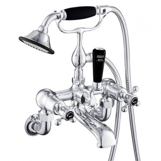 JTP Grosvenor Black Indices Bath Shower Mixer Tap with Shower Kit - Chrome - Envy Bathrooms Ltd
