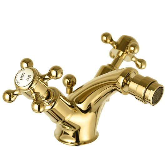 JTP Grosvenor Cross Bidet Mixer Tap with Pop Up Waste - Antique Brass - Envy Bathrooms Ltd