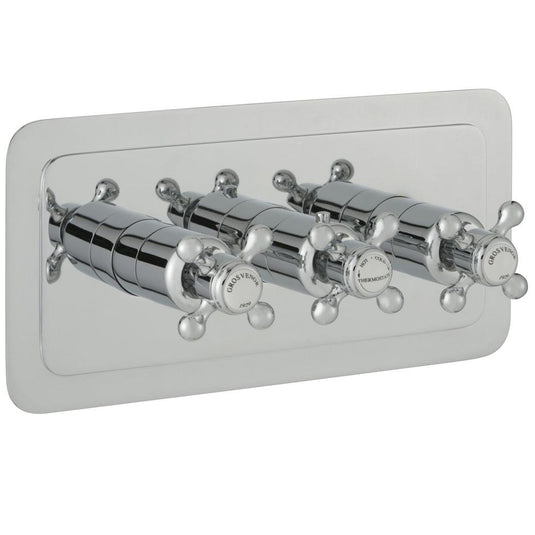 JTP Grosvenor Cross Thermostatic Concealed 2 Outlets Shower Valve - Chrome - Envy Bathrooms Ltd