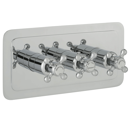 JTP Grosvenor Cross Thermostatic Concealed 3 Outlets Shower Valve - Chrome - Envy Bathrooms Ltd