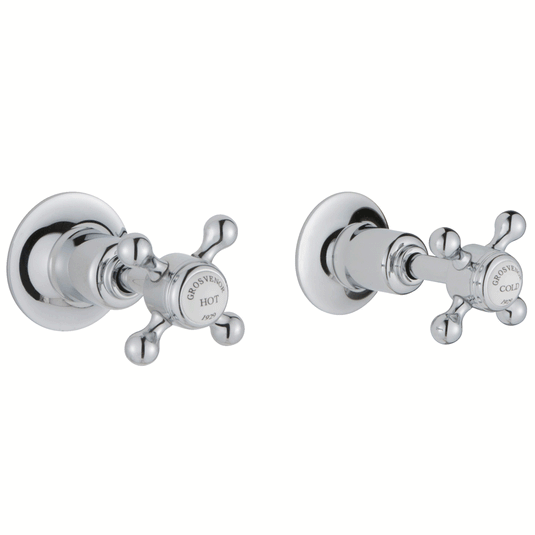 JTP Grosvenor Cross Wall Valves Pair - Chrome - Envy Bathrooms Ltd