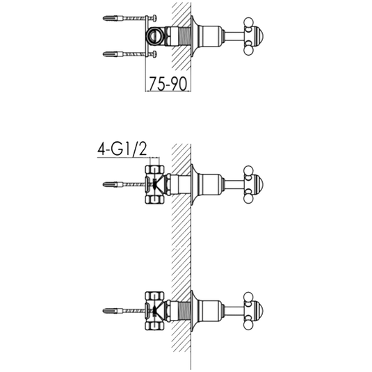 JTP Grosvenor Cross Wall Valves Pair - Chrome - Envy Bathrooms Ltd