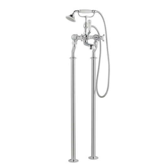 JTP Grosvenor Crosshead and Lever Freestanding Bath Shower Mixer Tap with Shower Kit - Chrome - Envy Bathrooms Ltd