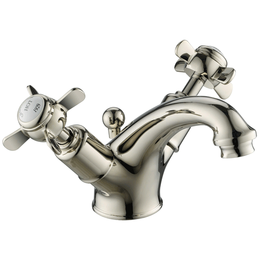 JTP Grosvenor Deck Mounted Basin Mixer Tap with Pop-up Waste - Nickel - Envy Bathrooms Ltd