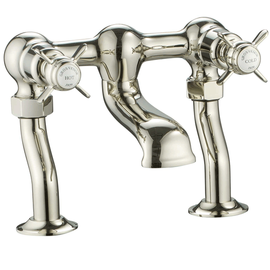 JTP Grosvenor Deck Mounted Bath Filler Tap - Pinch Handle - Nickel - Envy Bathrooms Ltd