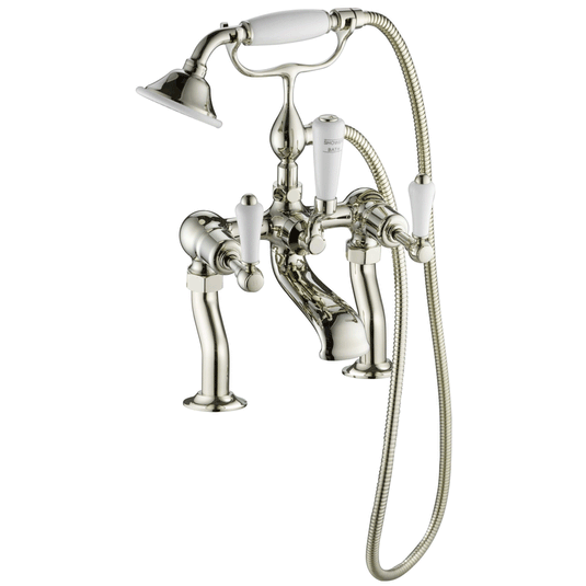 JTP Grosvenor Deck Mounted Bath Shower Mixer Tap with Kit - Lever Handle - Nickel - Envy Bathrooms Ltd