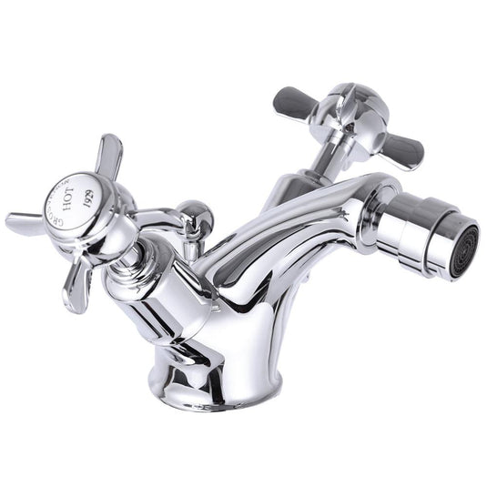 JTP Grosvenor Deck Mounted Bidet Mixer Tap with Pop-up Waste - Chrome - Envy Bathrooms Ltd