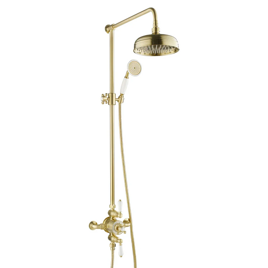 JTP Grosvenor Exposed Thermostatic Valve With Riser & Kit - Brushed Brass - GRO819BBR - Envy Bathrooms Ltd