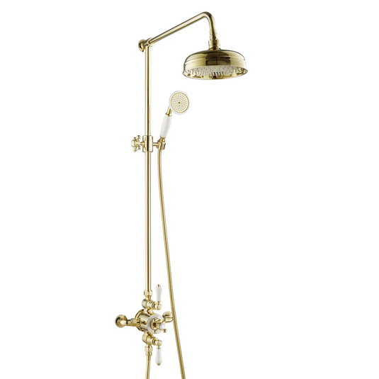 JTP Grosvenor Exposed Thermostatic Valve With Riser & Kit - Polished Gold - GRO819G - Envy Bathrooms Ltd