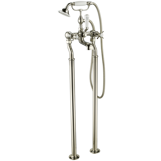 JTP Grosvenor Freestanding Bath Shower Mixer Tap with Shower Kit - Nickel - Envy Bathrooms Ltd