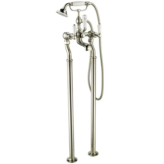 JTP Grosvenor Freestanding Lever Handle Bath Shower Mixer Tap with Shower Kit - Nickel - Envy Bathrooms Ltd