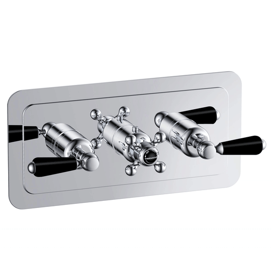 JTP Grosvenor Horizontal Thermostatic 2-Outlets Concealed Shower Valve - Triple Handle - Chrome - Envy Bathrooms Ltd