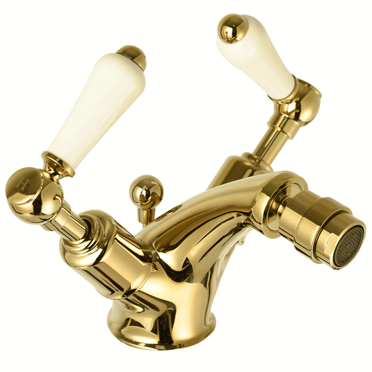 JTP Grosvenor Lever Bidet Mixer Tap with Pop Up Waste - Antique Brass - Envy Bathrooms Ltd