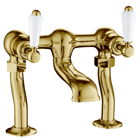 JTP Grosvenor Lever Handle Deck Mounted Bath Filler Tap - Antique Brass - Envy Bathrooms Ltd