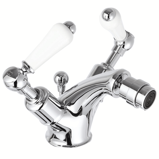 JTP Grosvenor Lever Handle Deck Mounted Bidet Mixer Tap with Pop-up Waste - Chrome - Envy Bathrooms Ltd