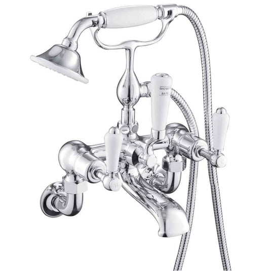 JTP Grosvenor Lever Handle Wall Mounted Bath Shower Mixer Tap with Shower Kit - Chrome - Envy Bathrooms Ltd