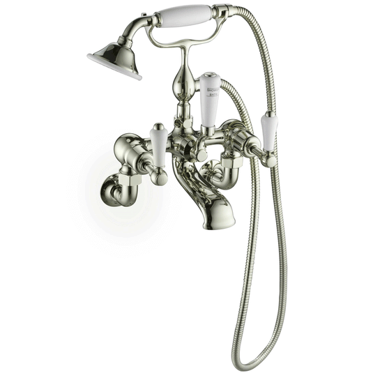 JTP Grosvenor Lever Handle Wall Mounted Bath Shower Mixer Tap with Shower Kit - Nickel - Envy Bathrooms Ltd