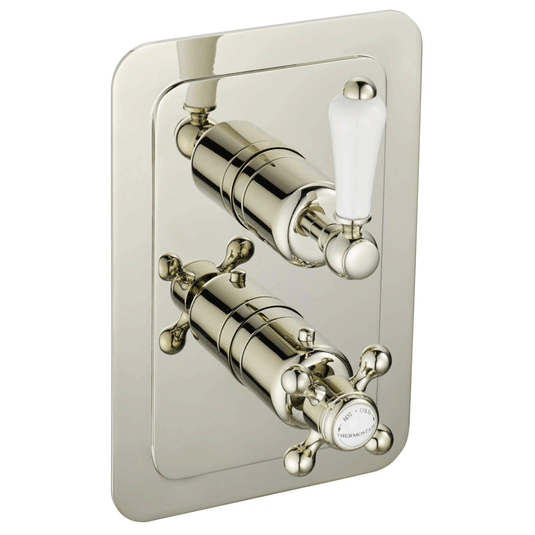 JTP Grosvenor Lever Vertical Thermostatic 2-Outlets Concealed Shower Valve - Dual Handle - Nickel - Envy Bathrooms Ltd