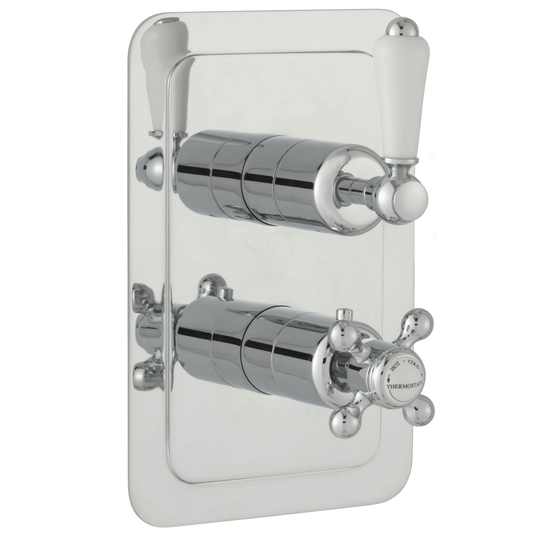 JTP Grosvenor Lever Vertical Thermostatic Concealed 2 Outlets Shower Valve Dual Handle - Chrome - Envy Bathrooms Ltd