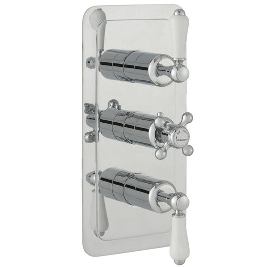 JTP Grosvenor Lever Vertical Thermostatic Concealed 3 Outlets Shower Valve - Chrome - Envy Bathrooms Ltd