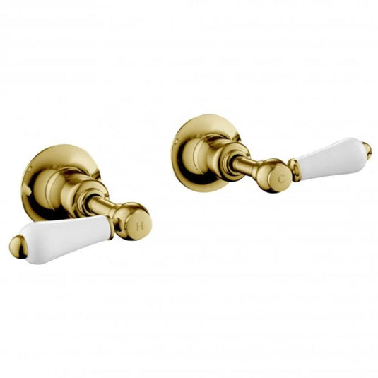 JTP Grosvenor Lever Wall Valves Pair - Antique Brass - Envy Bathrooms Ltd